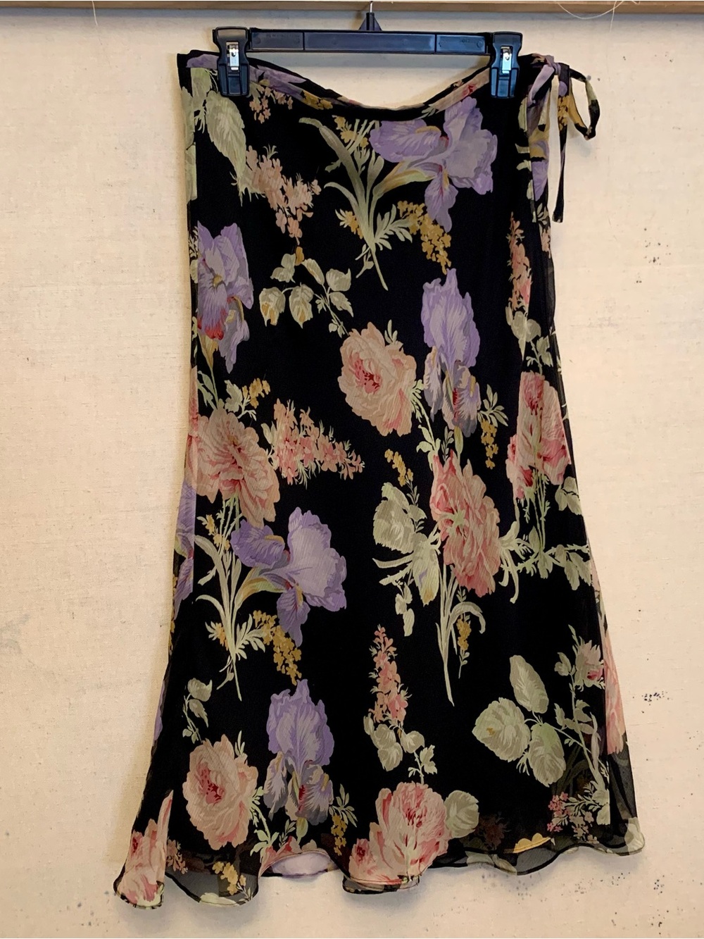Vintage 90s Charter Club Floral Silk Midi Wrap Skirt, Size W12 (Runs Small)